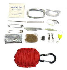 20-Piece Emergency Paracord Survival Kit (Red) - OuterPeak